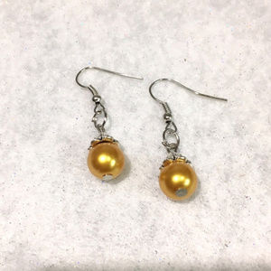 Golden Yellow Faux Pearl Earrings